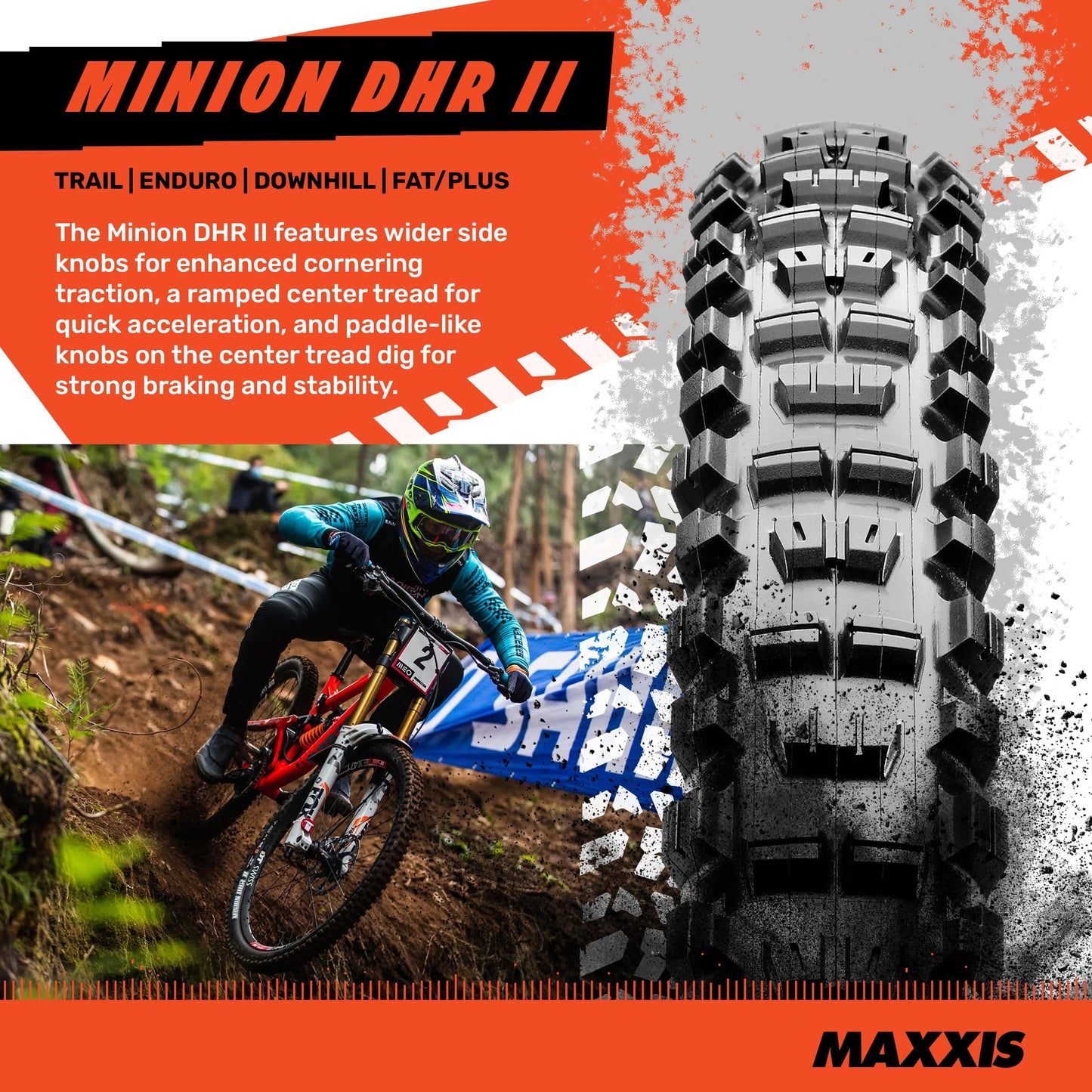 Maxxis Minion DHRpl Folding Dual Compound Exo/tr Tyre - Black, 27.5 x 2.8-Inch