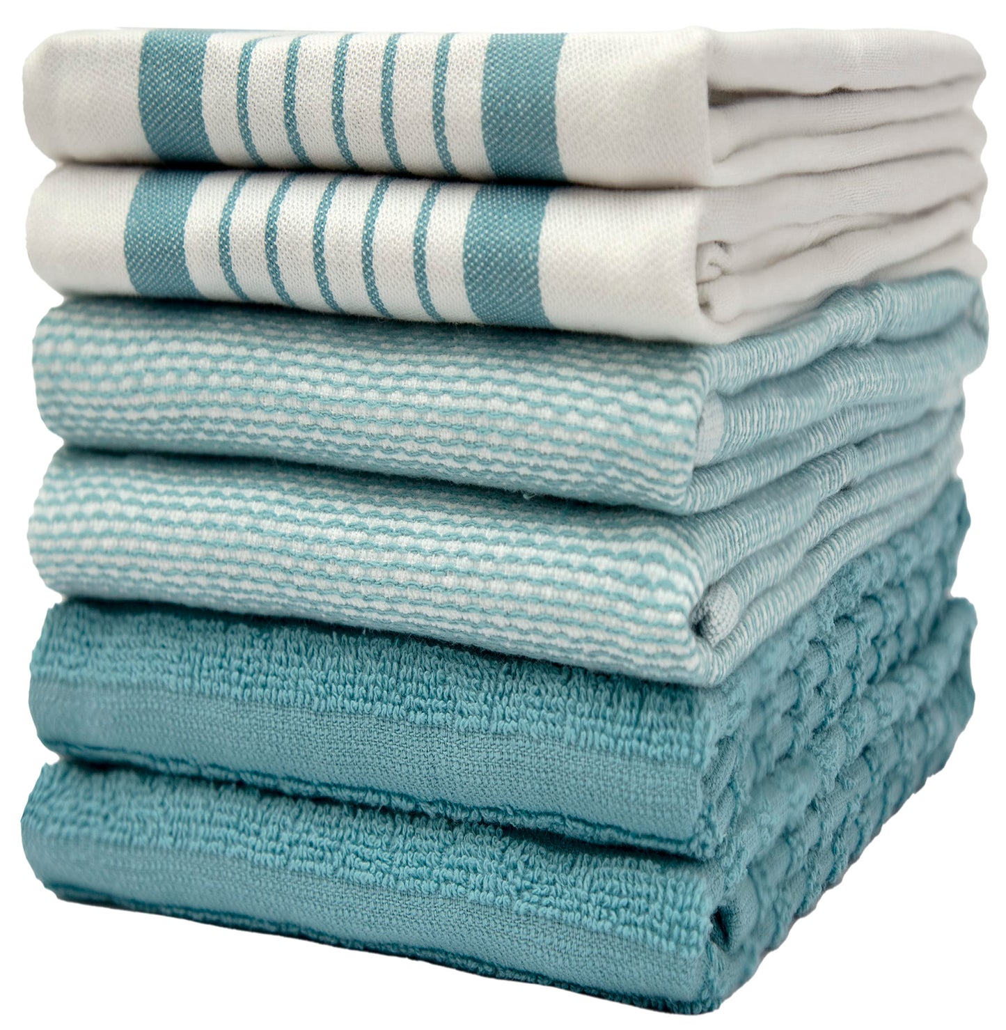 Premium Kitchen Towels (20?x 28?, 6 Pack) ? Large Cotton Kitchen Hand Towels ? Flat & Terry Towel ? Highly Absorbent Tea Towels Set with Hanging Loop