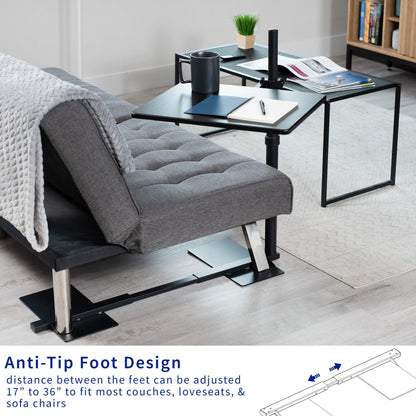VIVO 51cm Over Couch Swivel Table, Laptop Desk for Remote Work, Portable Recliner Workstation with Height Adjustable Swing Arm, Black, DESK-ST01C