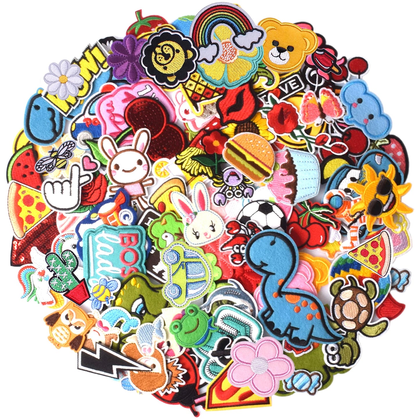 TACVEL 60PCS Random Assorted Styles Embroidered Patch Sew On/Iron On Patch Applique Clothes Dress Pants Hats Jeans Sewing Flowers Applique DIY