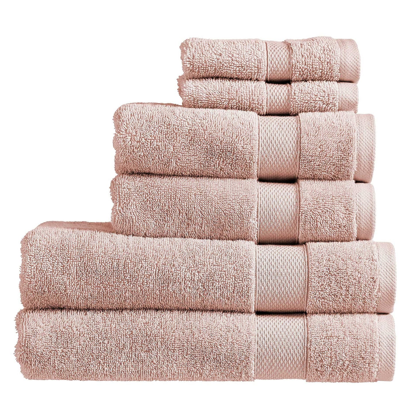 Christy Refresh Pink Towel Set | Set of 6 | 2 Bath 2 Hand 2 Face | Quick Dry | Gentle Pastel Tones | Soft Absorbent Bathroom Towels | 100% Cotton