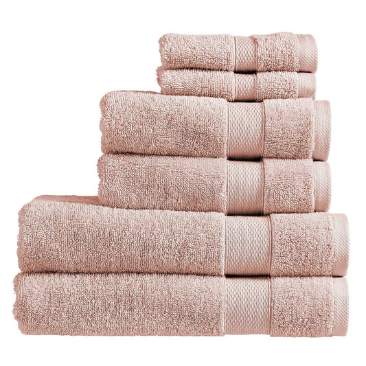 Christy Refresh Pink Towel Set | Set of 6 | 2 Bath 2 Hand 2 Face | Quick Dry | Gentle Pastel Tones | Soft Absorbent Bathroom Towels | 100% Cotton