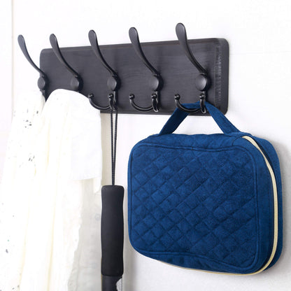 SKOLOO Coat Rack Wall Mounted - Pack of 2, Wooden, Heavy Duty, Rustic Coat Hooks for Wall, 16'' Hole to Hole