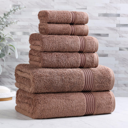 Superior, Cotton, Mocha, 6 Piece Towel Set