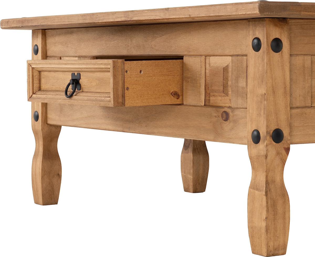 Seconique Corona 1 Drawer Coffee Table in Distressed Waxed Pine