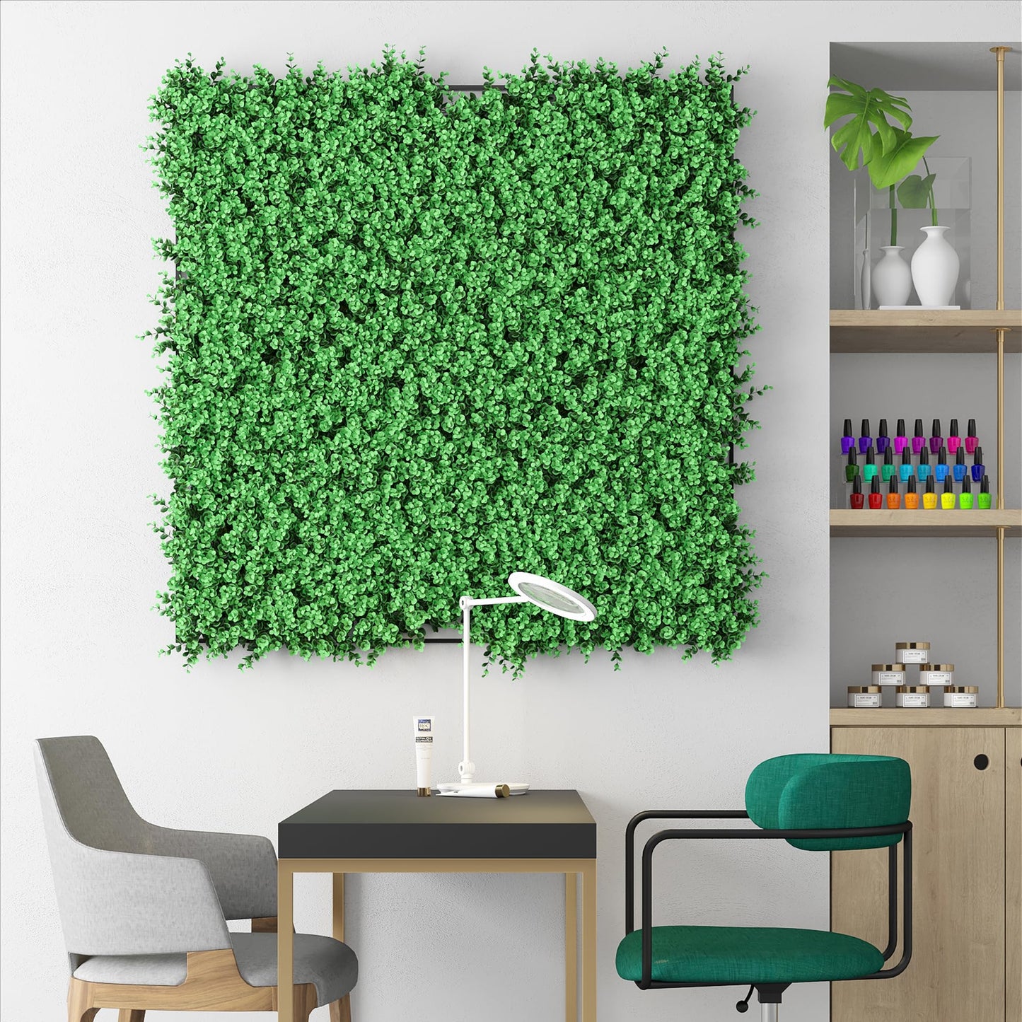 Synthetic panel hedge for vertical garden wall Buxus Intense verde intenso