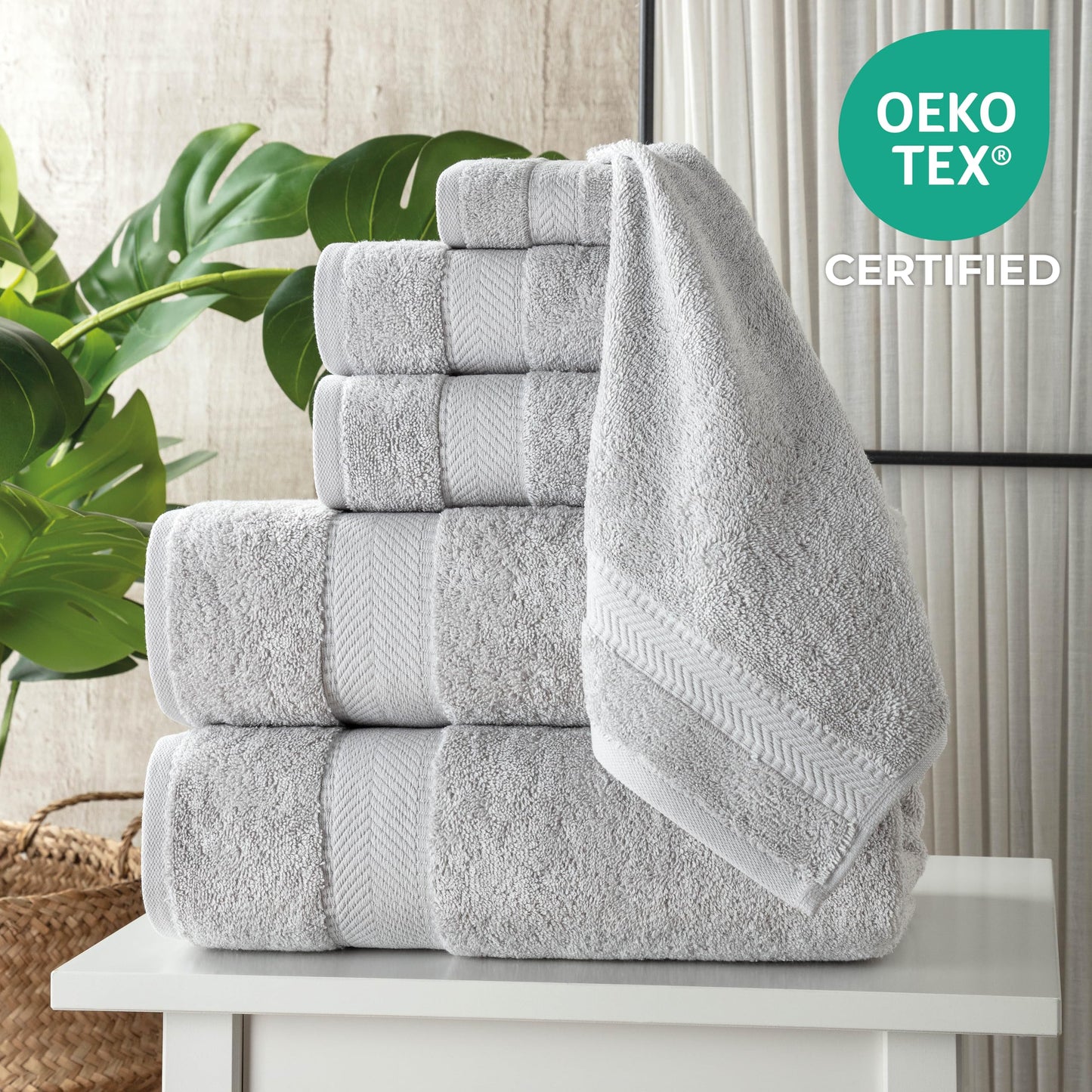 TEXTILOM 6 Pcs Towel Set, 2 Bath Towels, 2 Hand Towels, 2 Washcloths, 100% Luxury Cotton, Hotel Quality Bathroom Towels, Soft Hand Towels