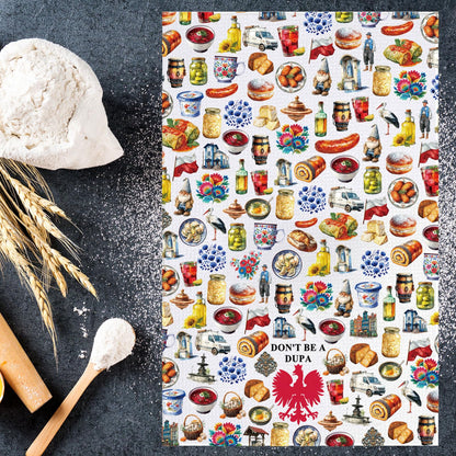 MYSOMY Polish Dish Towels Poland Souvenirs Gifts Don't Be a Dupa Polska Towels Polish Mom Gift Poland Chef Kitchen Merch (ManyDUPA kt2)