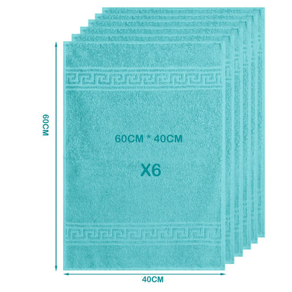 nice homeit Set of 6 Face and Hand Towels 40 x 60 cm – Bath Towels in 100% Ring-Spun Cotton – Extra Soft and Absorbent, Made in Italy (Aqua Blue)
