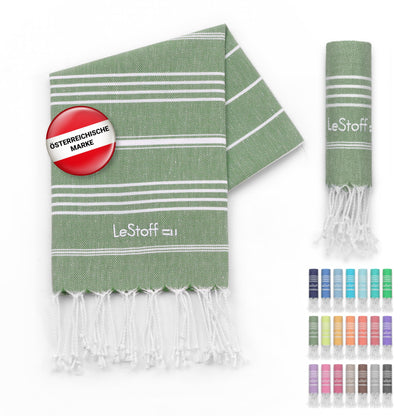 LeStoff 5-Pack Hammam Towels/Guest Towels, Organic Cotton, 50x100 cm, Olive
