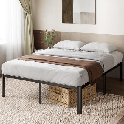 Zinus Van Double Bed frame - Bed 135x190 cm - 41 cm Height with Underbed storage - Metal Platform Bed frame with Steel slat support - Black
