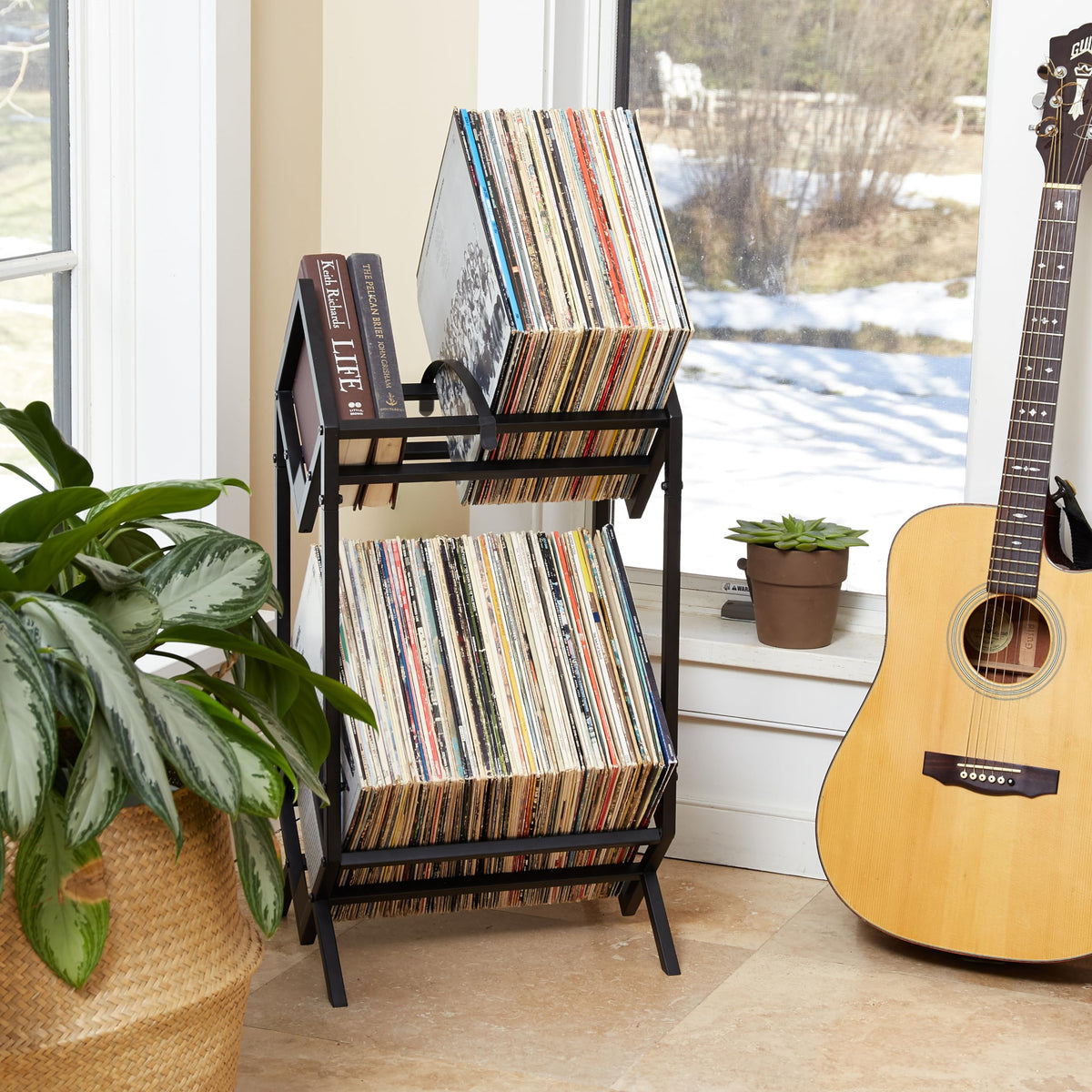 MODERN VINYL Record Holder - Matte Black Metal - 160-200 LP Storage - Simple, Quick Assembly - Vinyl Display, Storage - High-End Design