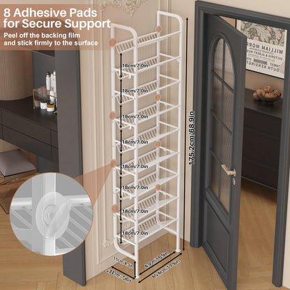 Ornestia Wall Mounted Shoe Rack,Metal Shoe Storage for Over Door,White