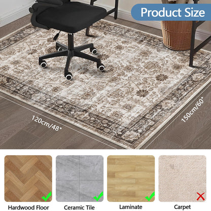 Office Chair Mat for Hardwood Floor, 120x150 cm Anti-Slip Computer Gaming Desk Mat, Multi-Purpose Floor Protector for Home Office Rolling Chair