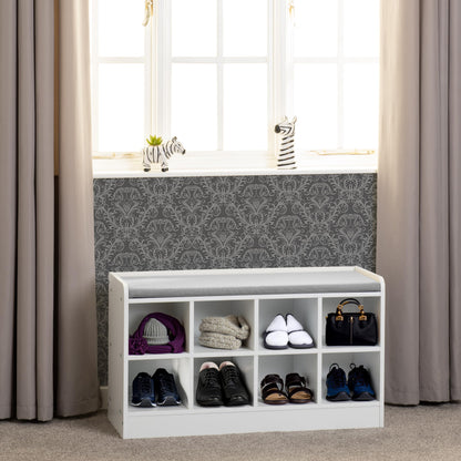 Seconique Portland Shoe Bench in White/Steel Fabric