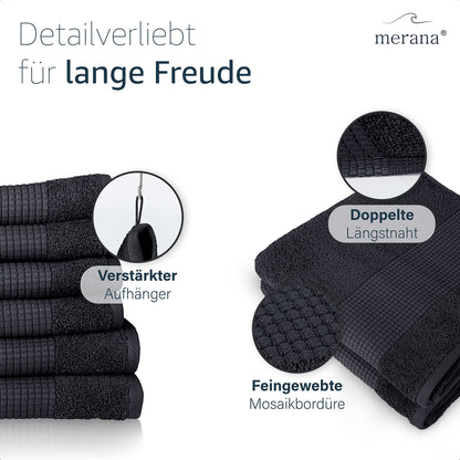 Merana Rome Hand Towel Set, Absorbent, Soft and Lint-Free, Terry Luxury Quality, 100% Cotton, Oeko-Tex, 590 GSM