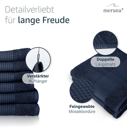 Merana Hand Towel Set, Absorbent, Soft and Lint-, Terry Towelling Guest Towel, Quality Made of Heavy Organic Cotton, 590 GSM