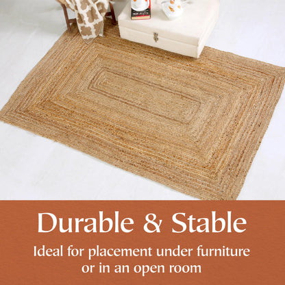 Second Nature Online - DHAKA Jute Area Rug | 100% Natural Fiber | Hand Woven | Ethical Trade | Eco-Friendly (Rectangle - 120 x 180 cm)