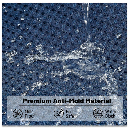 BTTN Waffle Weighted Shower Curtain, Waterproof, 182x182cm, Navy Blue
