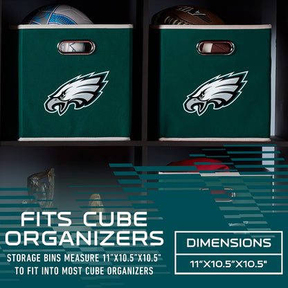 Franklin Sports NFL Philadelphia Eagles Collapsible Storage Bin - NFL Folding Cube Storage Container - Fits Bin Organizers