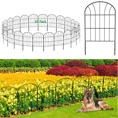 Decorative Garden Fence 25Pack, Metal Rustproof Iron Landscape Wire Folding Fencing Ornamental Panel, Outdoor Rustproof Fence Panel Animal Barrier
