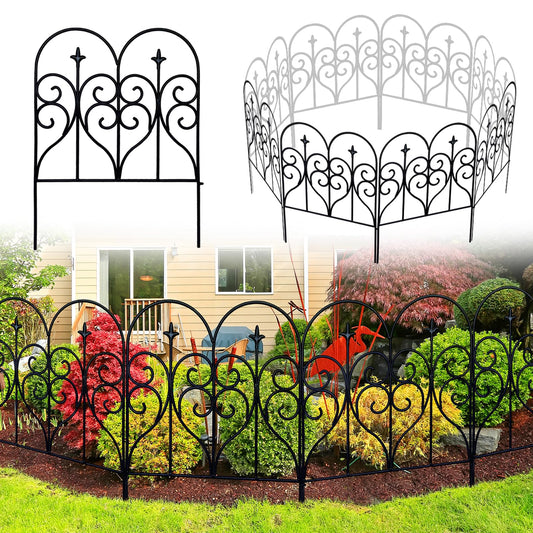 Thealyn Decorative Garden Fence 81cm (H) x 3m (L) Fence Panels Rustproof Metal Dog Fence Animal Barrier, Garden Fencing Panel Border for Yard Patio