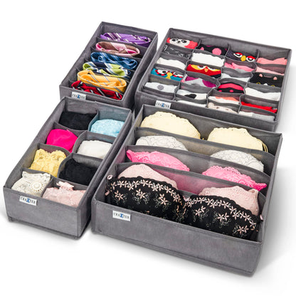 Craxter Underwear Drawer Organiser Divider – Set of Fabric Drawer Dividers for Clothes, Foldable Wardrobe Draw Organizer for Baby clothes, Socks
