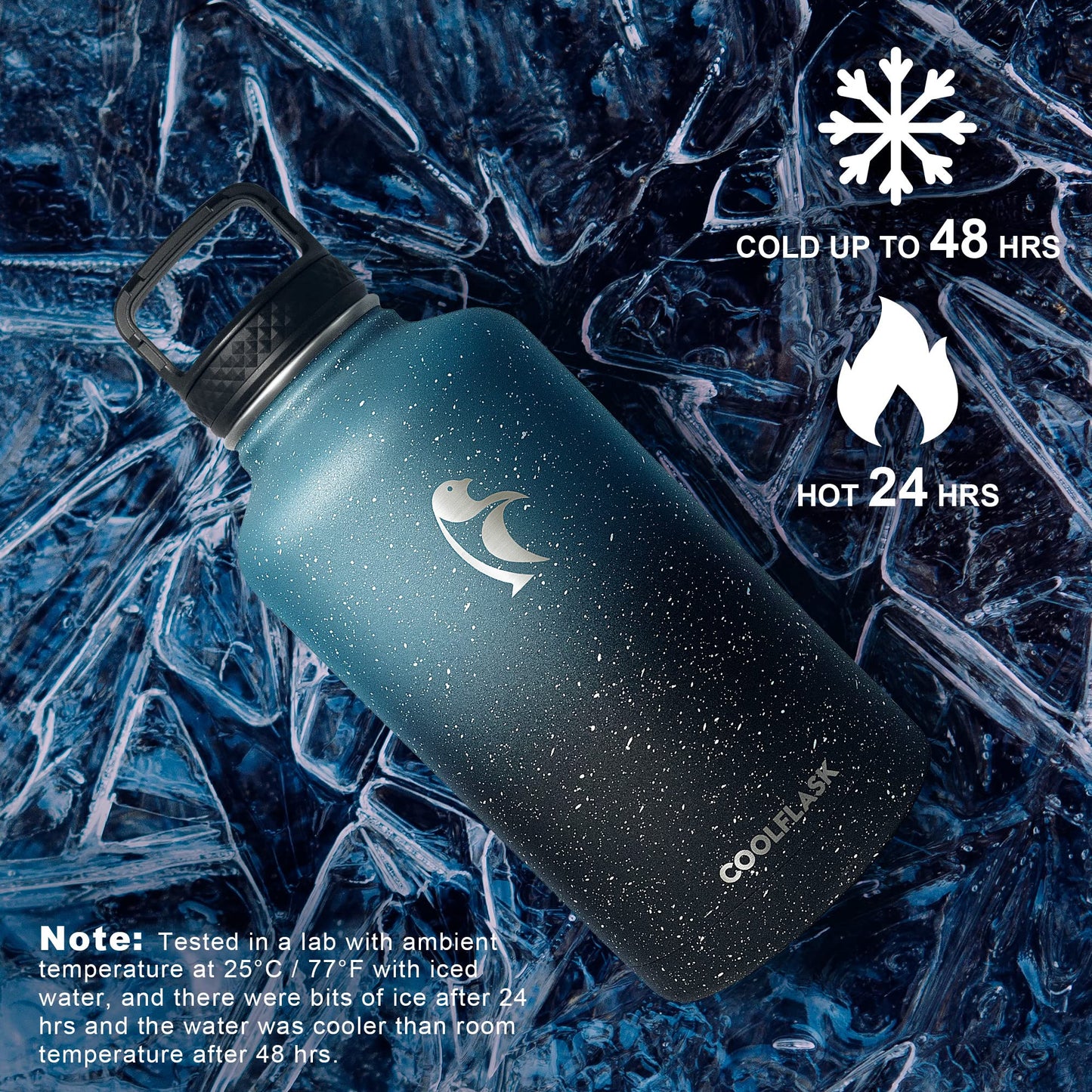 Coolflask Insulated Water Bottle 2L, Half Gallon Water Jug with Straw & 3 Lids, Large Insulated Water Bottle, Stainless Steel Vacuum Water Bottle for