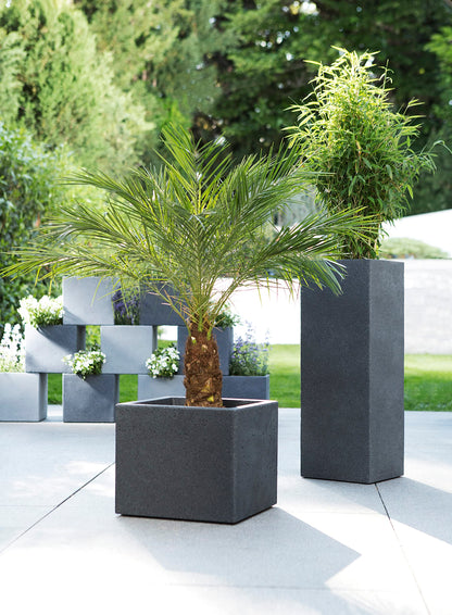 Scheurich C-Cube Planter Stony Black ? 40 cm, height 33 cm