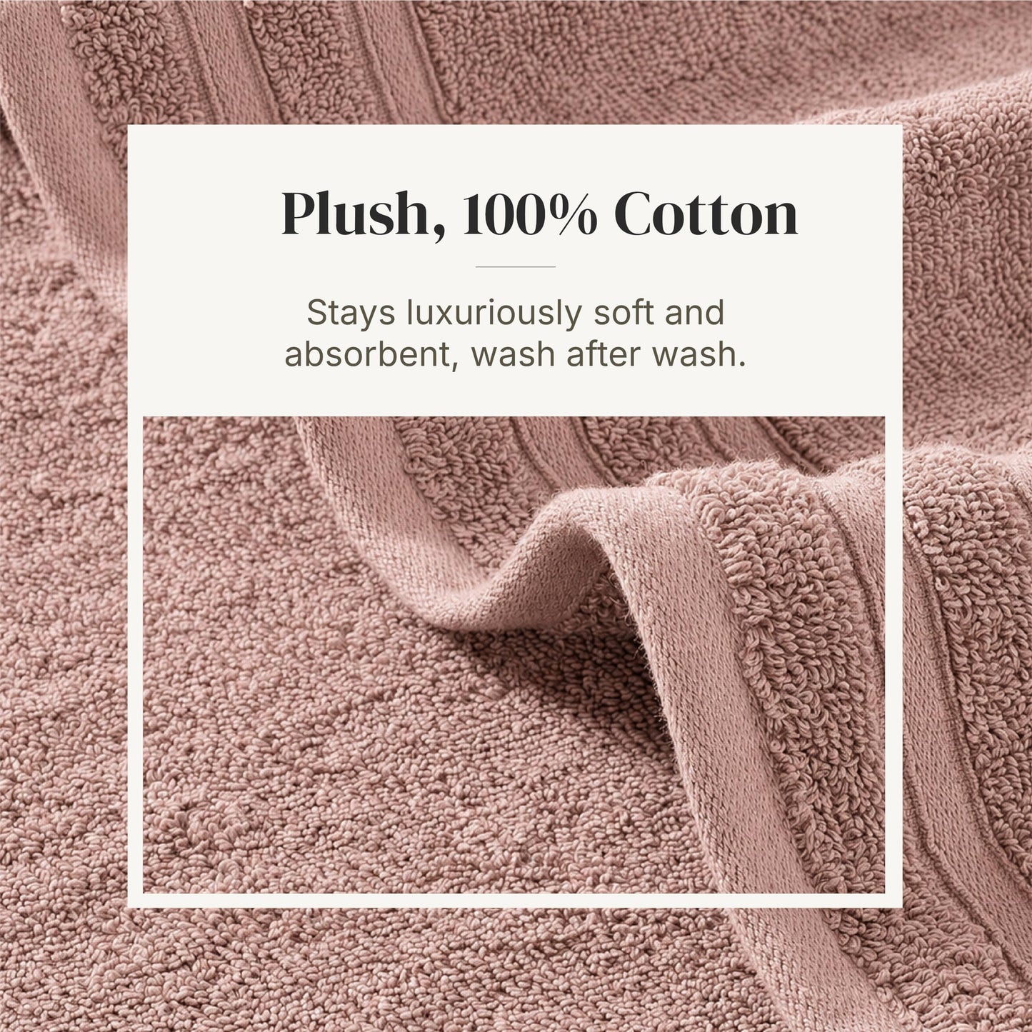 Pacific Coast Textiles Damask Jacquard Towels with Embellished Border, Cotton, Peach, Set of 6