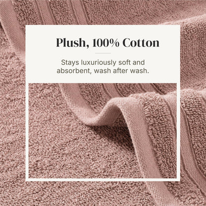 Pacific Coast Textiles Damask Jacquard Towels with Embellished Border, Cotton, Peach, Set of 6