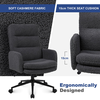 Youhauchair Desk Chair, Faux Cashmere Office Chair, Dark Grey