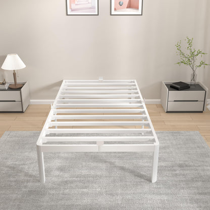 KVLKBV Single Bed Frame 90 x 200 cm,White Bed Frame with Metal Anti-slip Gasket and Large Storage Space Under Bed - Suitable for Bedroom