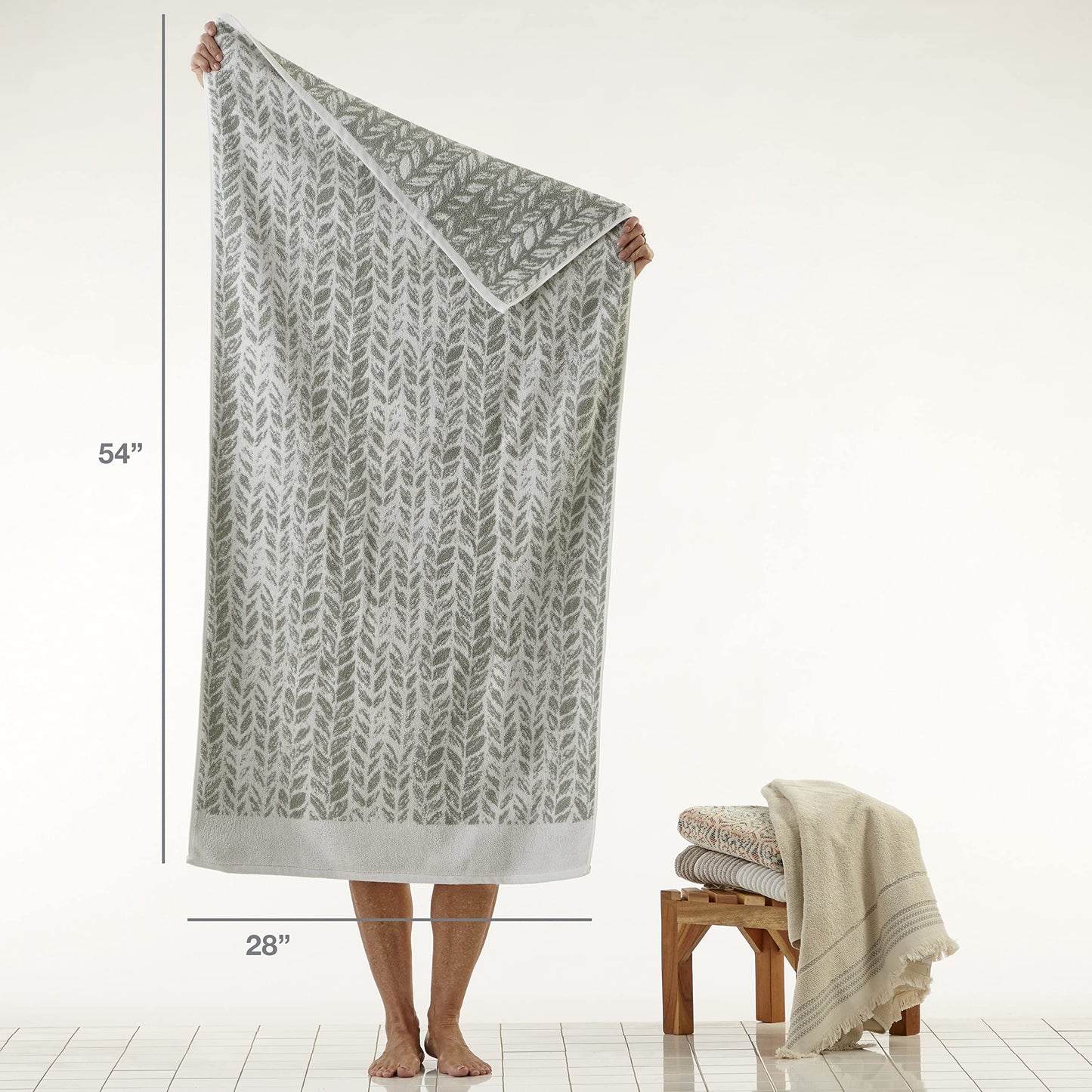 SKL Home Bath Towel, Cotton, Sage, 28x54