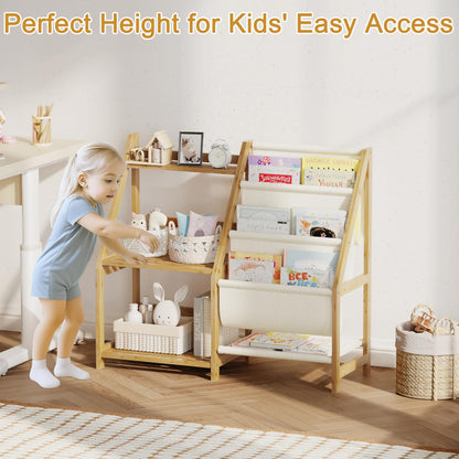 BAMBANG Kids Bookshelf and Toy Storage, 3 Tier Toddler Book Shelf, Montessori Bookshelf Baby Bookcase for Nursery, Bedroom, Playroom