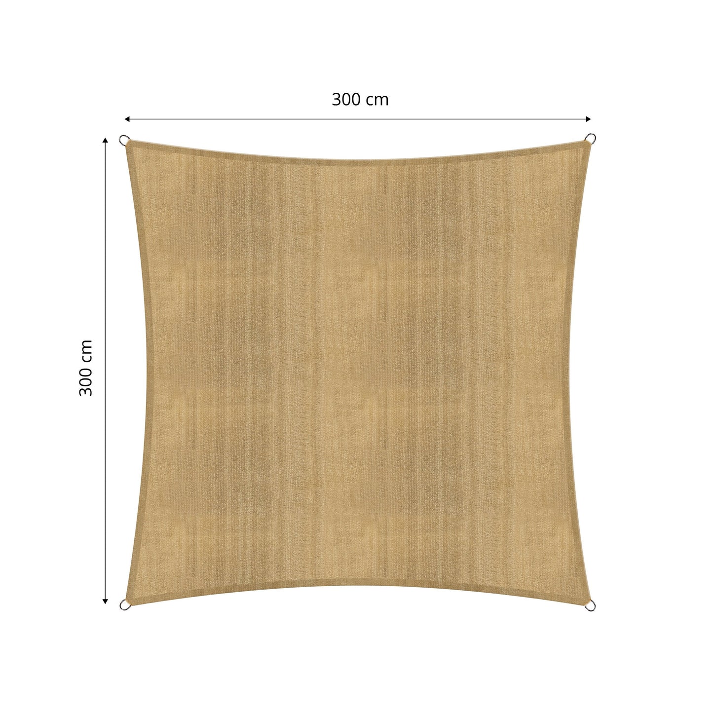 Lumaland Sun sail square 3 x 3 metres | Weatherproof sun protection incl. fastening ropes | Terrace, garden & balcony shade provider made of HDPE sail