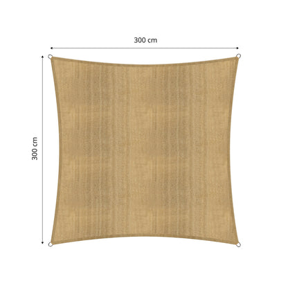 Lumaland Sun sail square 3 x 3 metres | Weatherproof sun protection incl. fastening ropes | Terrace, garden & balcony shade provider made of HDPE sail