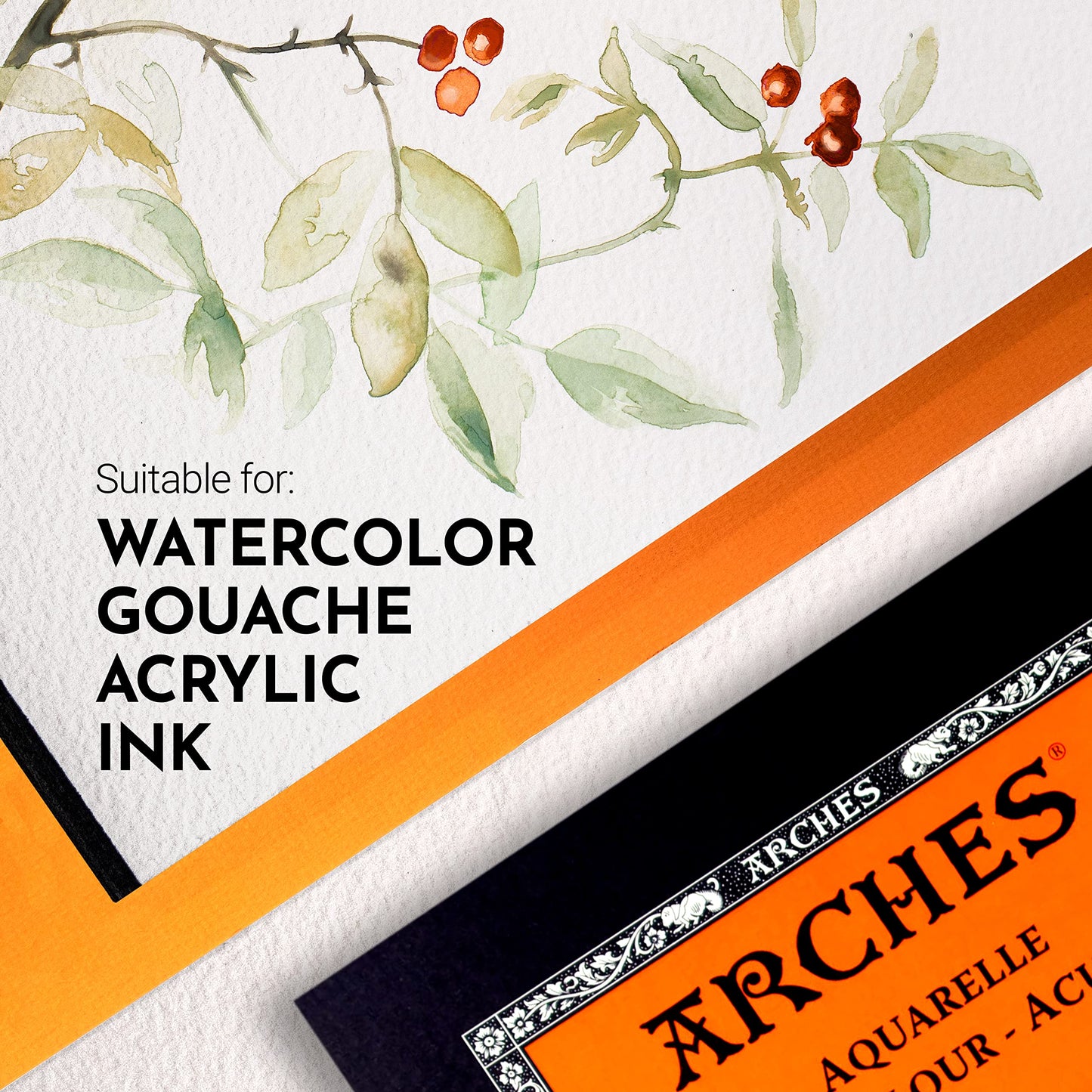 ARCHES Watercolour pad, wood, White, Block 12 Blatt-A3