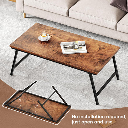 OCTORO Folding Coffee Table, Magnetic Design, Portable Small Center Side Table, 80×40×40 CM, Legs Can be Fixed, No Installation Required