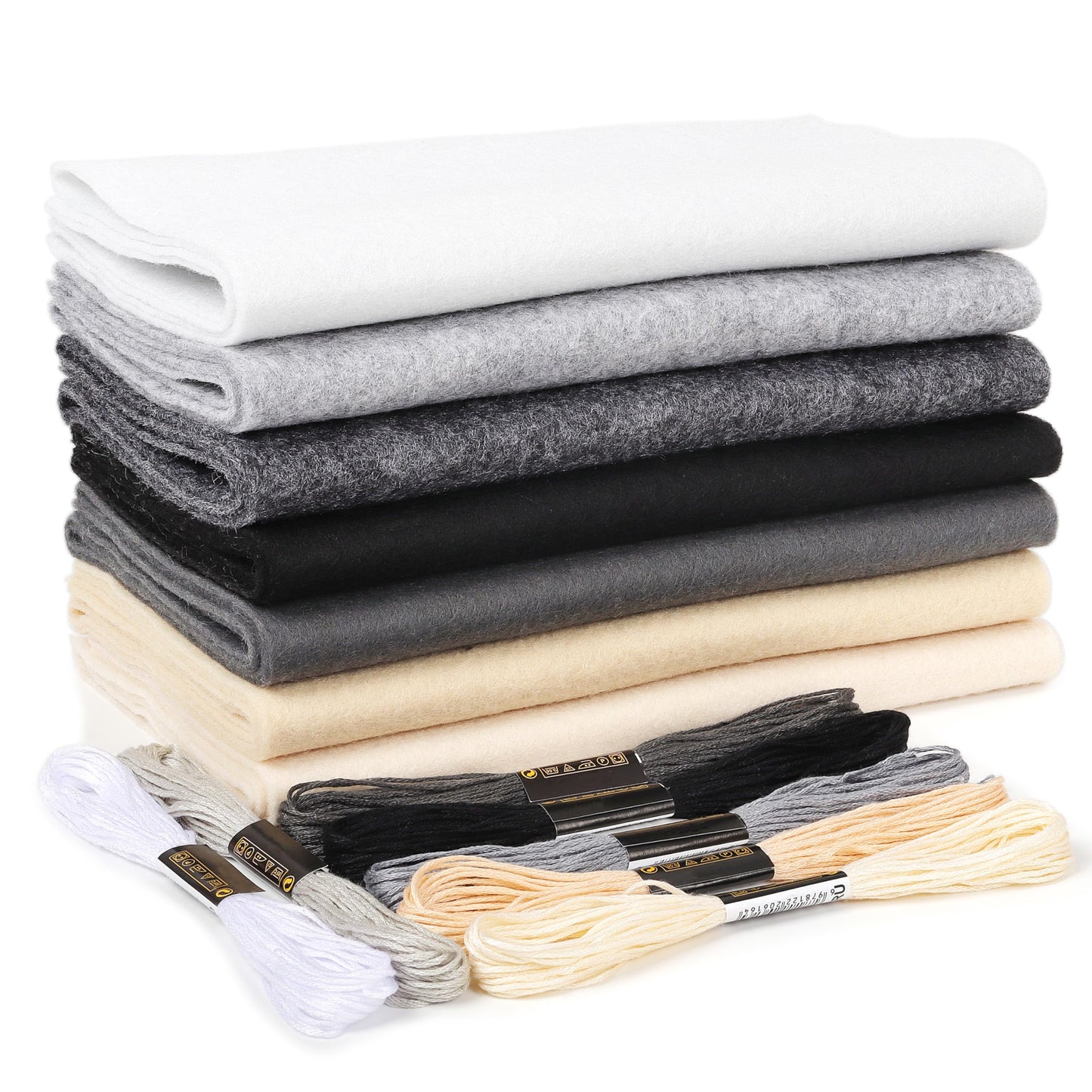 ZAIONE Black White Felt Fabric Sheets 7 Rolls 21 x 90cm Soft Felt Sheets for Crafts