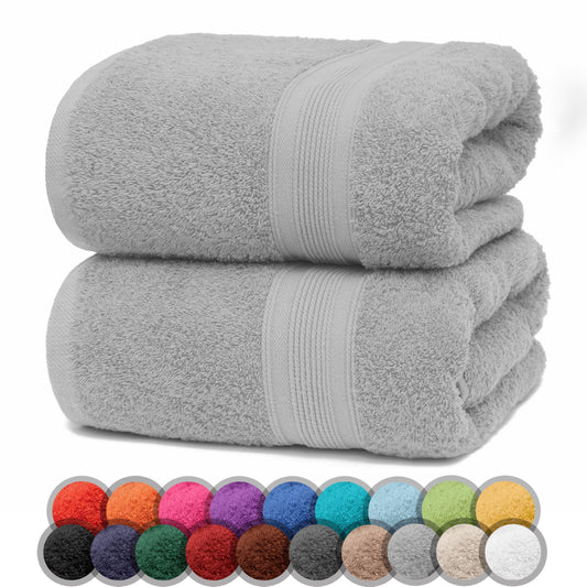 NatureMark Pack of 2 Bath Towels - 100% Cotton, 500?g/m? - Soft, Absorbent & Durable - For Home, Sauna & Travel - 70 x 140 cm, Silver Grey