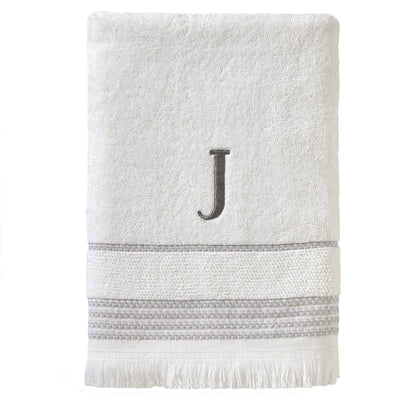 SKL Home Bath Towel, J, Cotton, White, 28x54