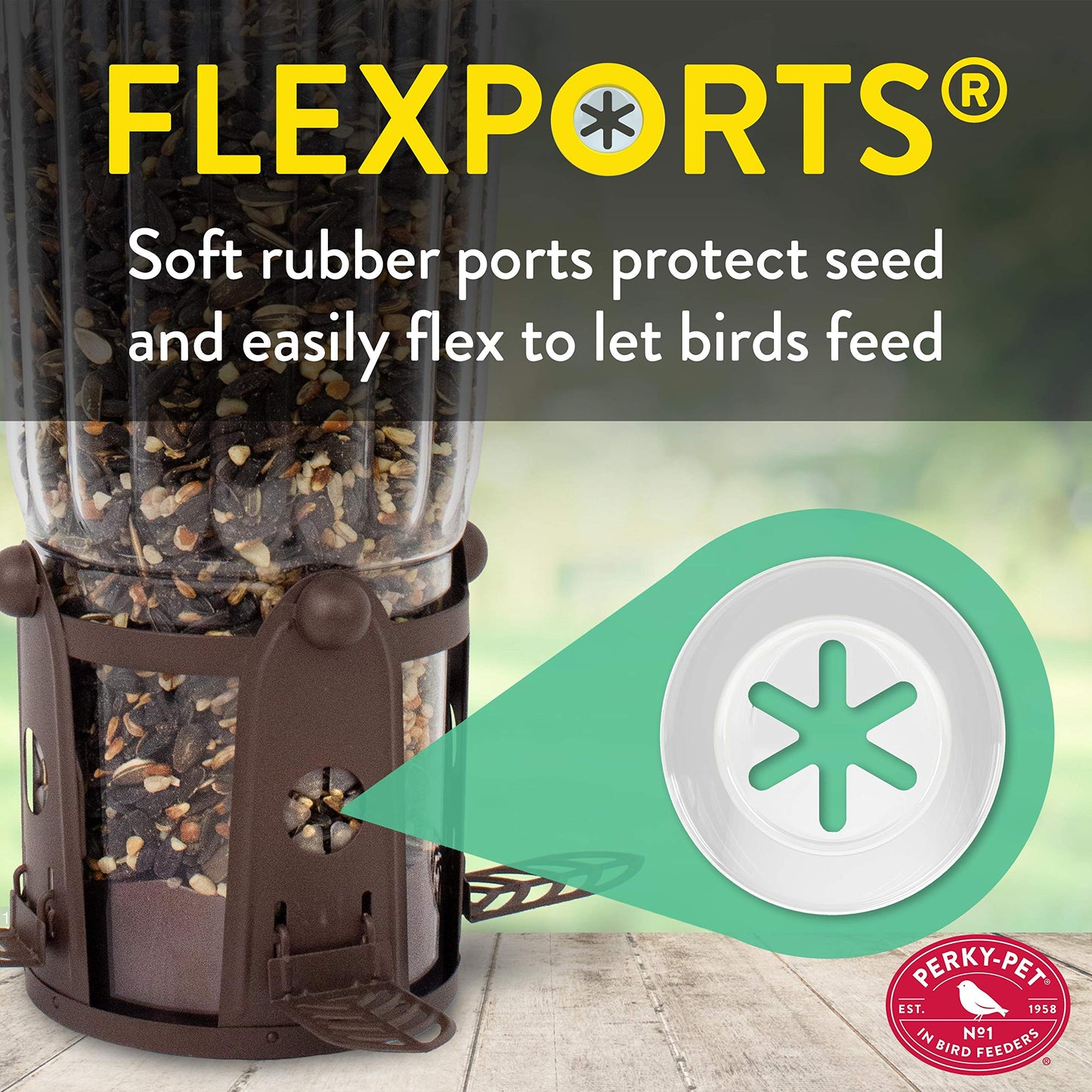Perky-Pet 334-1SR Squirrel-Be-Gone Max Large Wild Bird Feeder with Flexports, Squirrel Proof Bird Feeder with Weight-Activated Perches - 4LB Seed