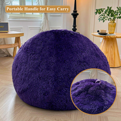 XeGe Fluffy Faux Fur Decorative Bean Bag Chair Cover(No Filler), Purple