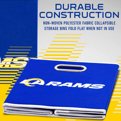 Franklin Sports NFL Los Angeles Rams Collapsible Storage Bin NFL Folding Cube Storage Container Fits Bin Organizers Fabric NFL Team Storage Cubes One
