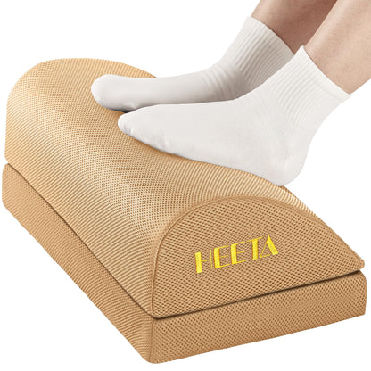 HEETA Foot Rest Under Desk, Ergonomic Desk Foot Rest Adjustable 2 Optional Height Footrest Foam Non-Slip Foot Stool for Home, Office & Gaming (Brown)