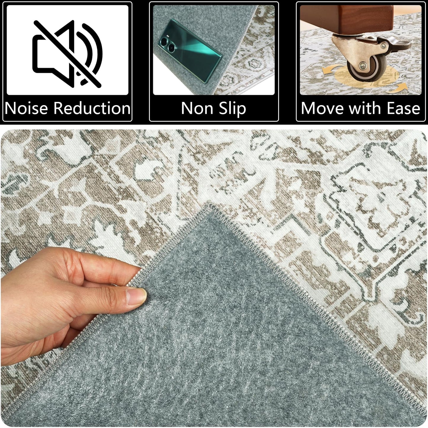 Famibay Office Chair Mat for Hardwood Floor 120x150cm Beige Brown Chair Floor Protection Mat Large Non Slip Computer Desk Chair Mat Rubber for Hard
