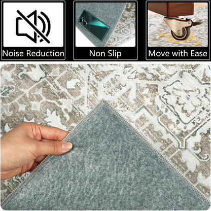 Famibay Office Chair Mat for Hardwood Floor 120x150cm Beige Brown Chair Floor Protection Mat Large Non Slip Computer Desk Chair Mat Rubber for Hard