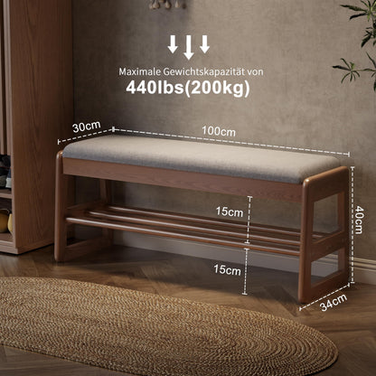 AQIMUELE Small Shoe Bench with Cushion, Shoe Bench Storage with Seat, Wooden Shoe Rack 2-Tier, Hidden Flip-Top Seat, for Hallway, Entryway