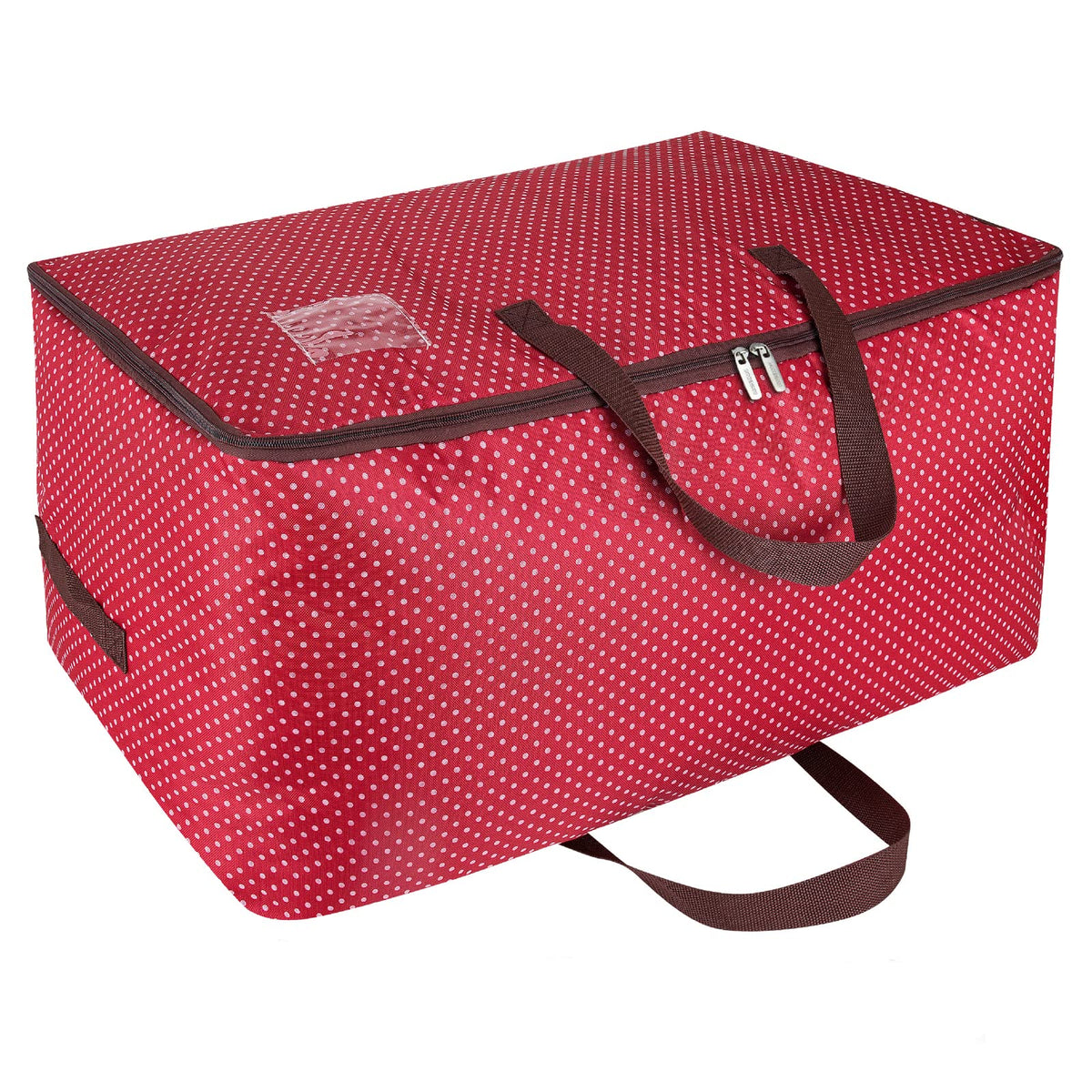 DOKEHOM 105L Large Underbed Clothes Storage Bag with Zip, Moisture proof (Red)